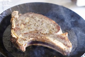 Grilled Tomahawk Steak with Pesto Butter recipe