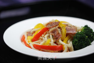 Bacon and Bell Pepper Udon Noodles recipe