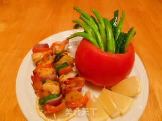 Seafood Skewers with Asparagus and Tomato Cups recipe