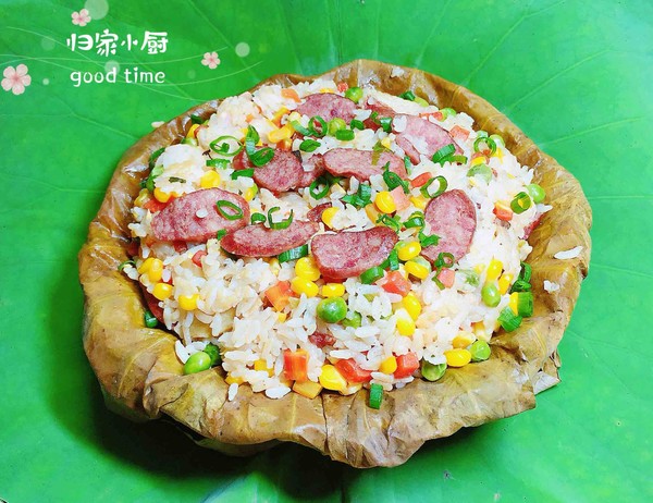 Beef Sausage and Lotus Leaf Rice recipe