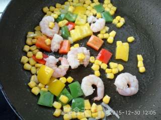 Stir-fried Shrimp with Bell Pepper and Corn recipe