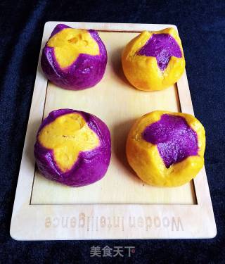 Pumpkin and Purple Sweet Potato Mantou recipe