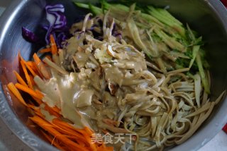 Cold Noodles with Seasonal Vegetables and Sesame Sauce recipe