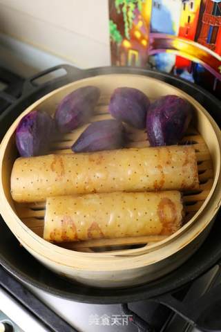 Sophora Flower and Purple Potato Steamed Cake recipe