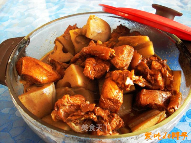 Roasted Fresh Lotus Root with Chicken Nuggets recipe