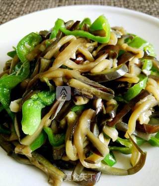 Eggplant Strips with Garlic and Green Pepper recipe