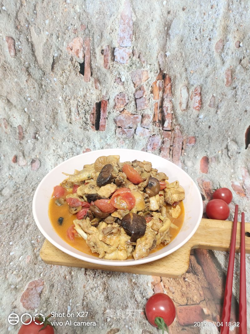 Braised Chicken with Cherry Tomato and Mushroom Beer recipe