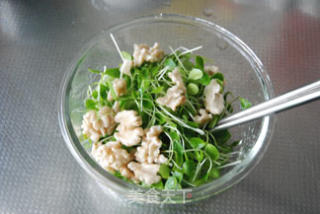 Little Freshness in Spring-toon Seedlings Mixed with Walnuts recipe