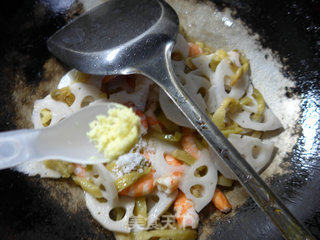 Fried Lotus Root with Mustard and Shrimp recipe