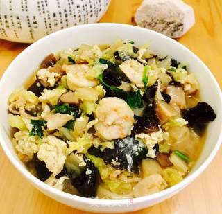 Noodles with Chinese Cabbage and Shrimp recipe