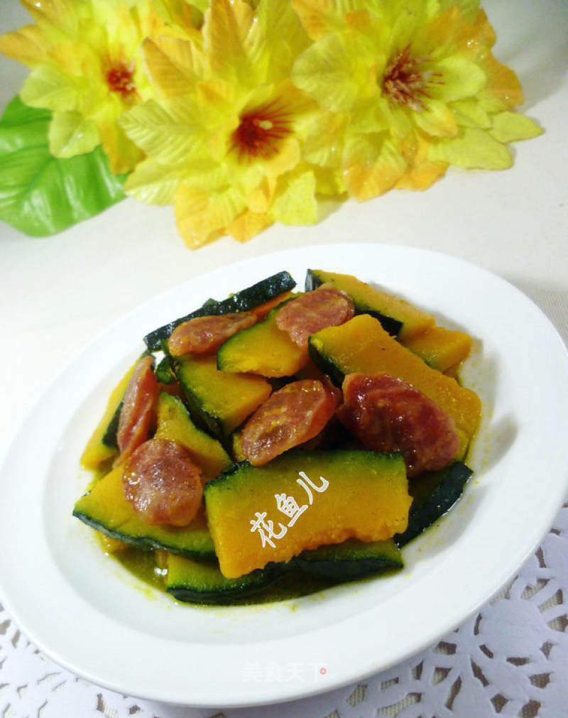 Sausage Fried Japanese Pumpkin recipe