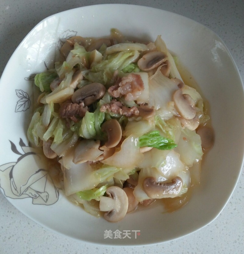 Sliced Meat, Mushrooms and Cabbage Slices recipe