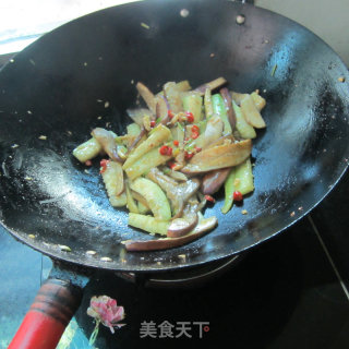 Fried Eggplant with Loofah recipe