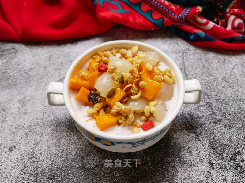 Mango Lychee Oatmeal Yogurt Bowl recipe