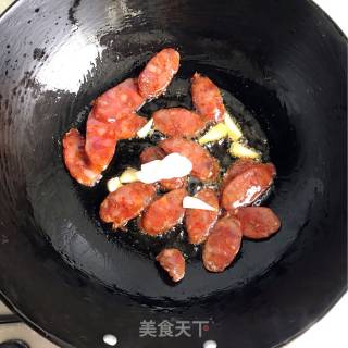 Fried Sausage with Snow Pea recipe