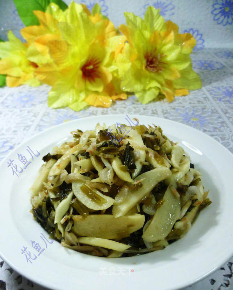 Stir-fried Rice White with Shrimp Skin with Pickled Vegetables recipe