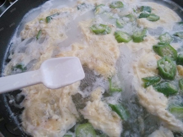 Okra Prawn Rice Egg Drop Soup recipe