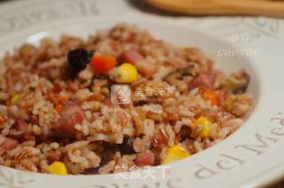 Braised Rice with Red Brown Rice and Bacon and Mushroom recipe