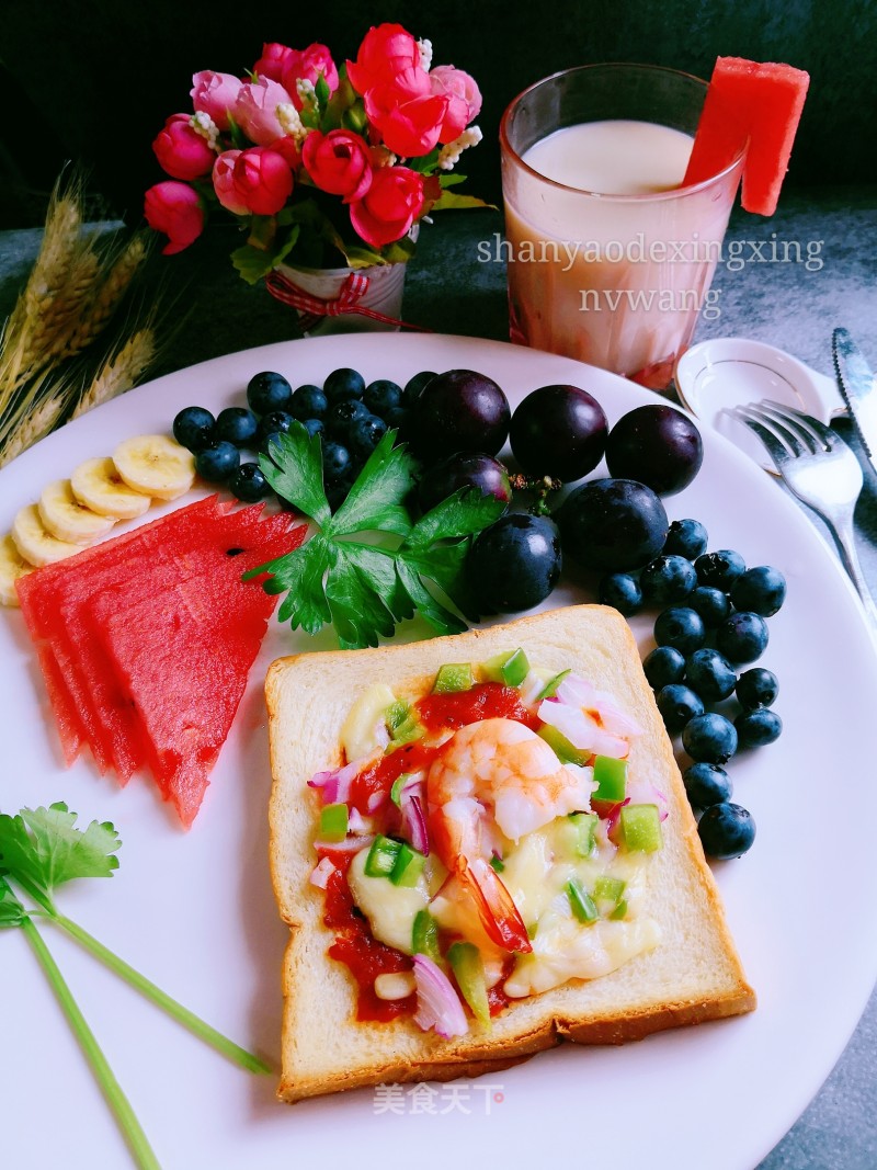 Shrimp Croutons Pizza Breakfast recipe