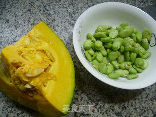 Fried Japanese Pumpkin with Broad Beans recipe