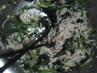 Jade with White Jade (cold Spinach and Enoki Mushroom) recipe