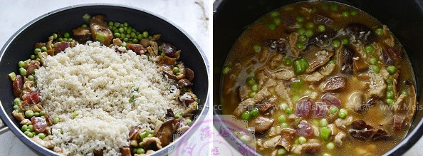 Stewed Rice with Mushrooms and Peas recipe