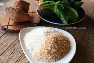 Healthy Staple Food, Sweet Potato, Spinach and Brown Rice recipe
