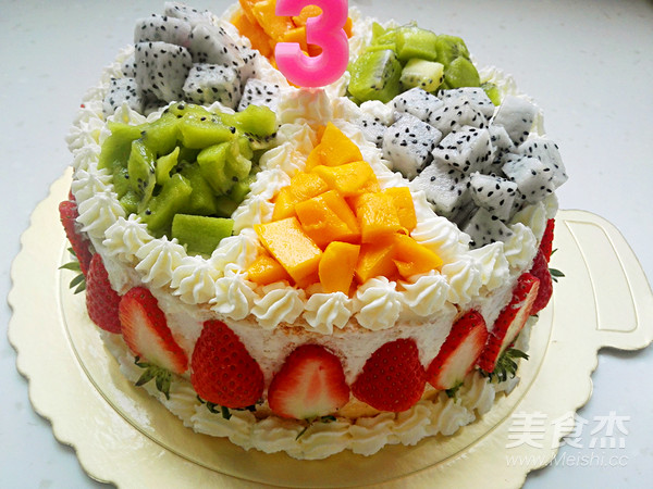 Fruit Birthday Cake (8 Inches) recipe