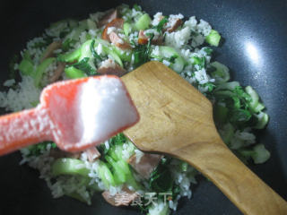 Fried Rice with Pork Ham and Greens recipe