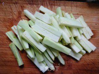 Stir-fried Eggplant Strips with Green and Red Peppers recipe