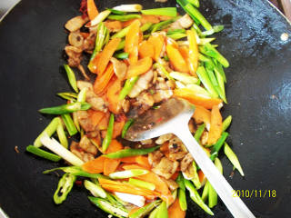 Carrot and Garlic Sprouts Twice Cooked Pork recipe