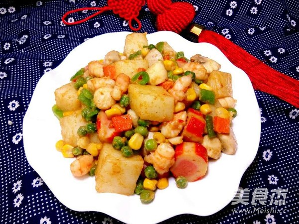 Seafood Fried Rice Cake recipe