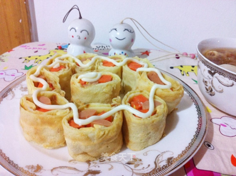 Cheese and Egg Roll Kissing Little Fish-----loving Breakfast recipe