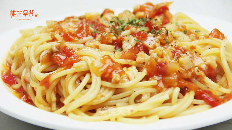 Breakfast under The Haze-spaghetti with Tomato Sauce recipe