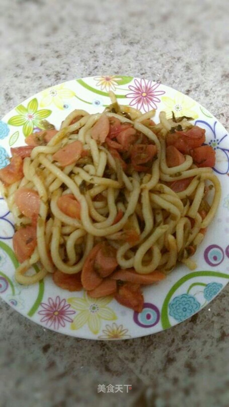 Fried Udon Noodles with Tomato recipe