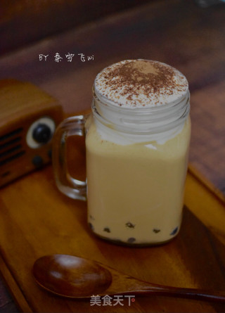 Taro Ball Caramel Milk Tea with Cheese Milk Cover recipe