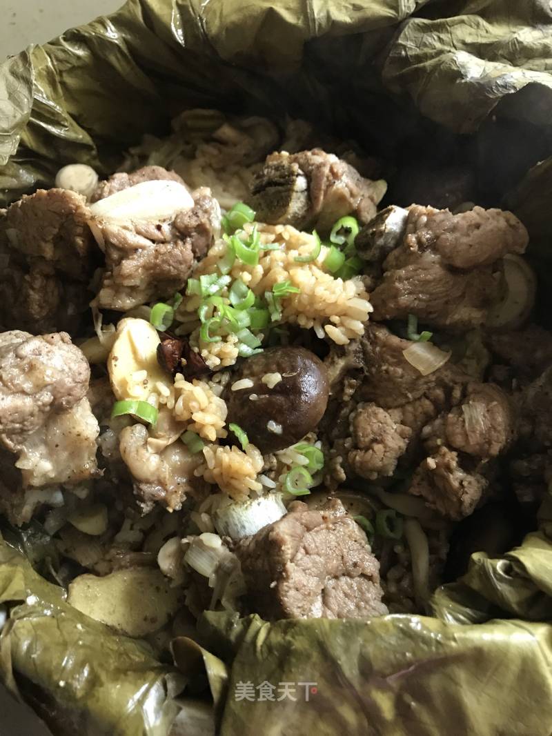 Lotus Pork Ribs Rice with Double Mushroom recipe