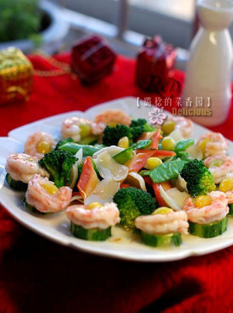 Braised Gingko Shrimp with Fresh Vegetables recipe