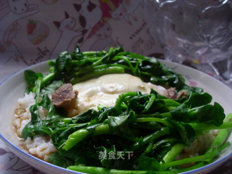 Fancy Rice-steamed Rice with Watercress and Egg recipe