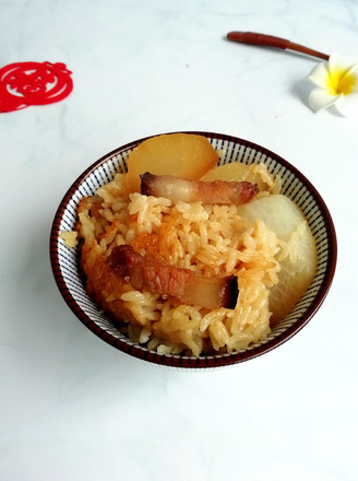 Braised Rice with White Radish and Bacon recipe