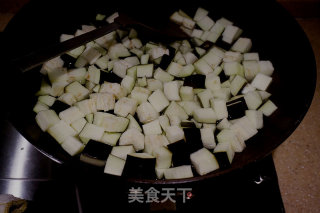 Stir-fried Diced Eggplant with Bacon with Millet Pepper recipe