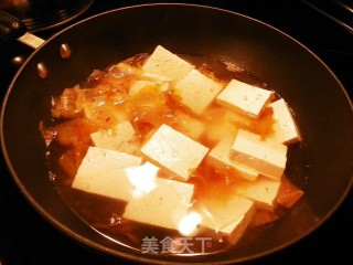 Spicy Cabbage Miso Seafood Tofu Soup recipe