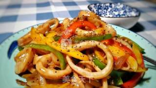 Black Pepper Three Color Squid Ring recipe