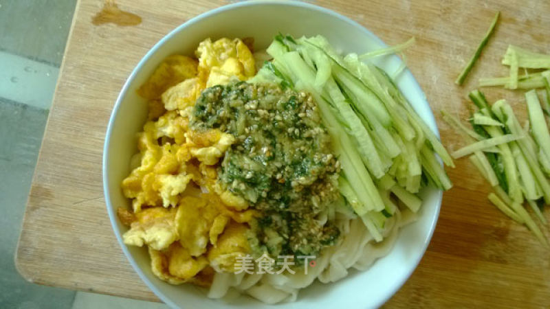 Hand Rolled Noodles with Pesto Garlic Sauce recipe