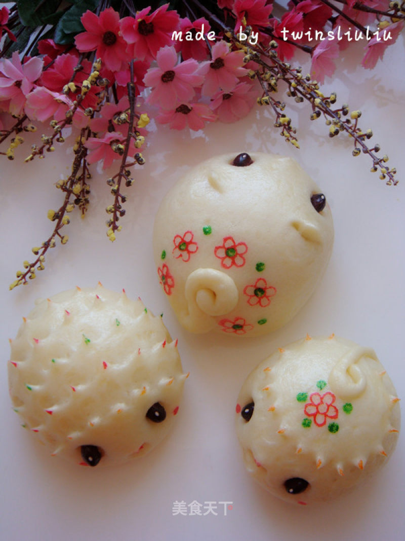 Hedgehog Mouse Patterned Steamed Buns (red Bean Paste Buns) recipe
