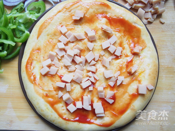 Tomato Chicken Sausage Pizza recipe