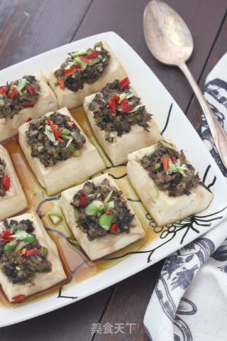 Steamed Tofu with Olive Vegetable and Minced Pork-changdi Steam Oven Recipe recipe