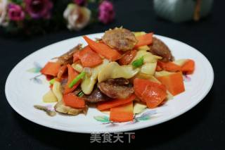 Stir-fried King Pleurotus with Sausage recipe