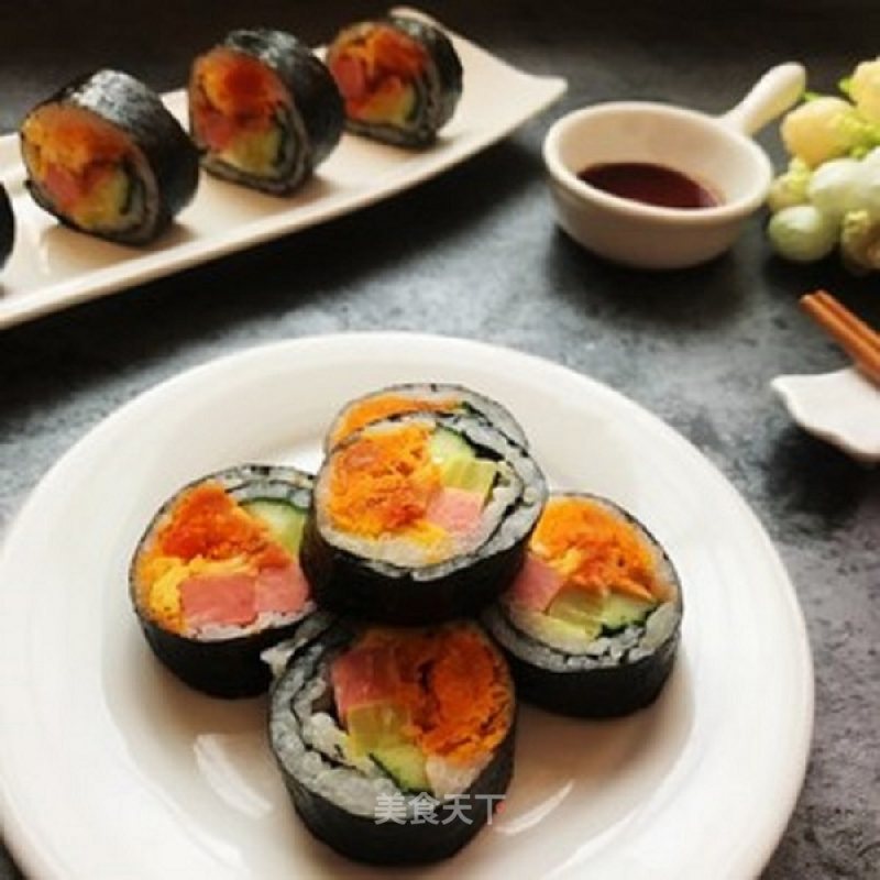 Pork Floss and Egg Yolk Sushi recipe