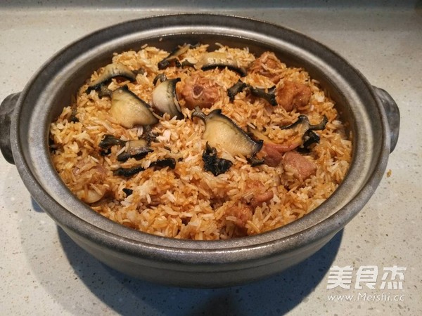 Braised Pork and Peptide Rice Claypot Rice with Black Golden Abalone recipe